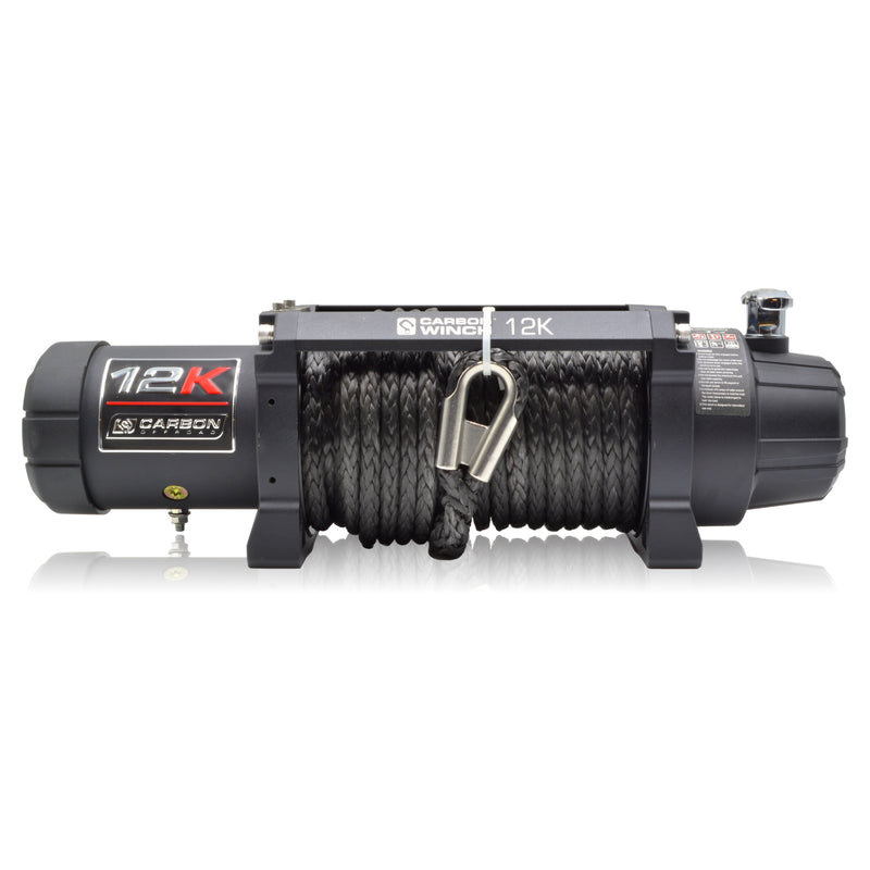 Load image into Gallery viewer, Carbon 12K - 12000lb Winch With Black Rope &amp; Black Hook V3
